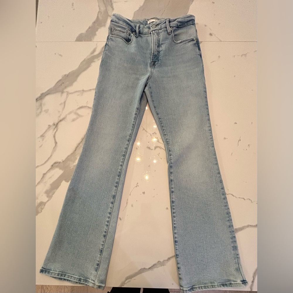 Good American Bootcut/Flare Jeans, Light Blue, Sz 29/8